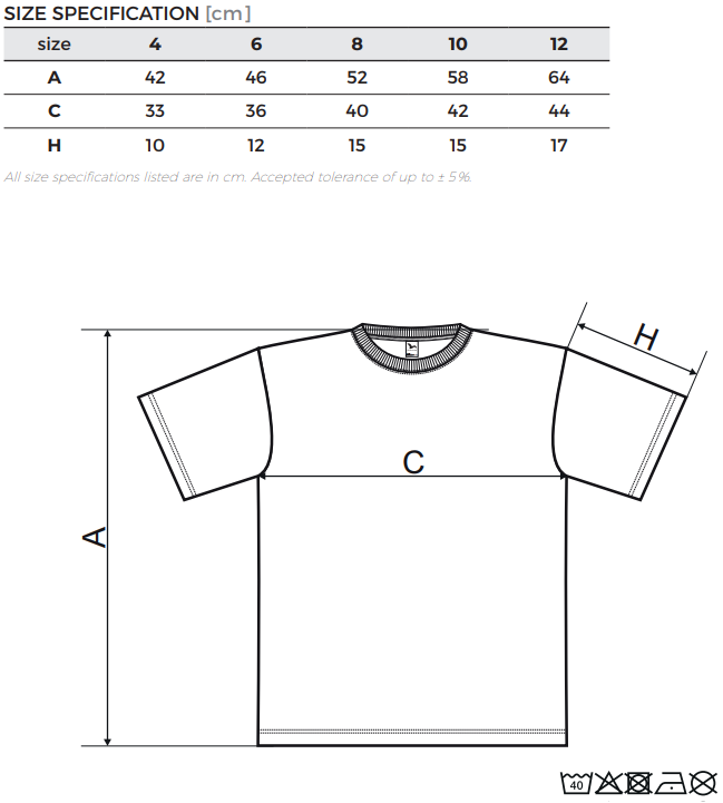 dětské triko tabulka